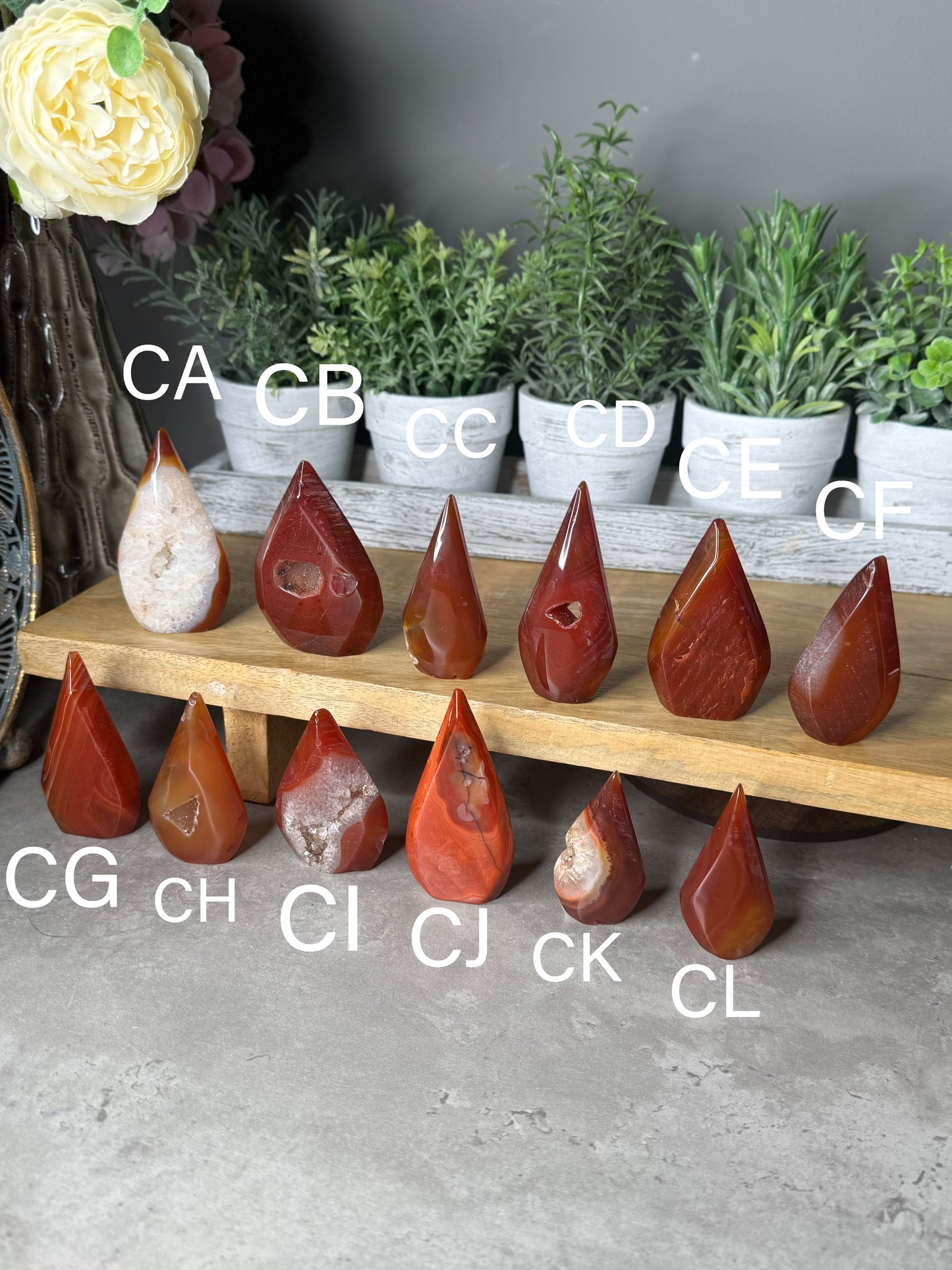 Carnelian Crystal Standing Teardrops