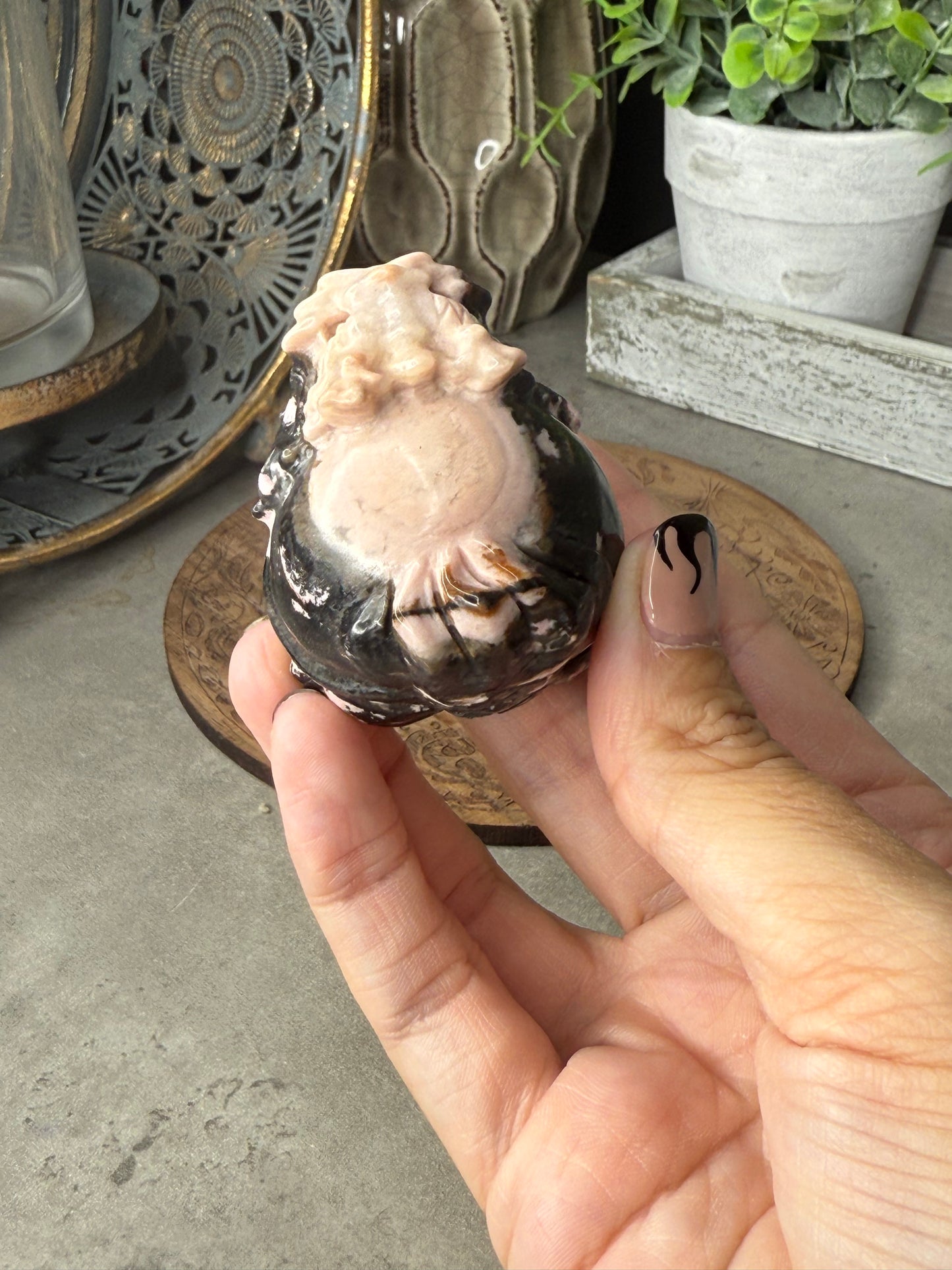 Rhodonite Pixiu Crystal Carving