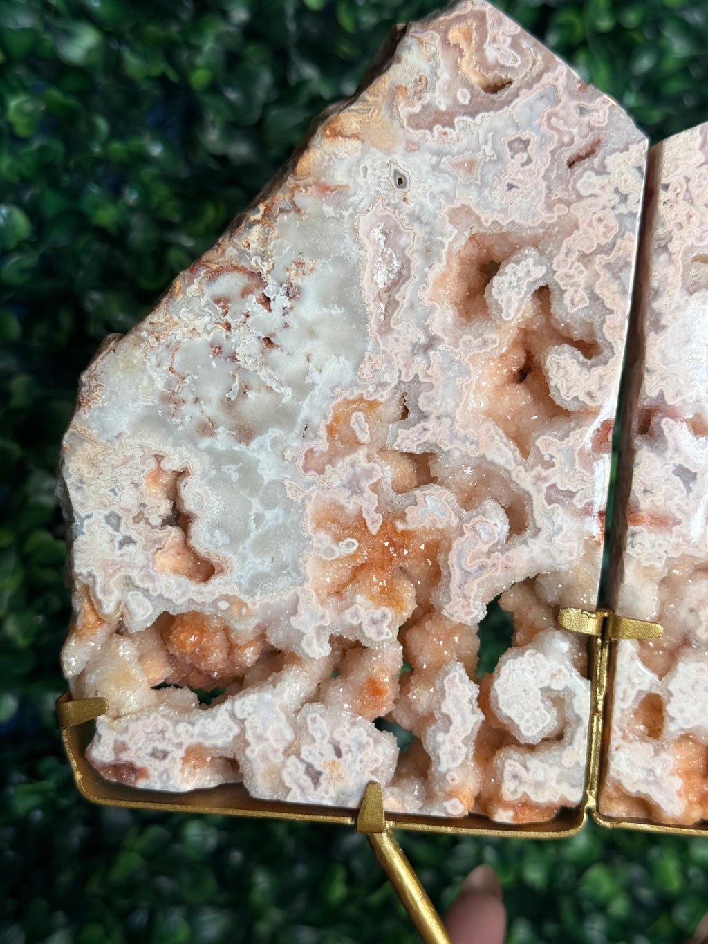Rare Pink Carnelian Agate Slab Pair from Indonesia