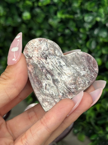 Purple Mica Hearts Crystal Carvings