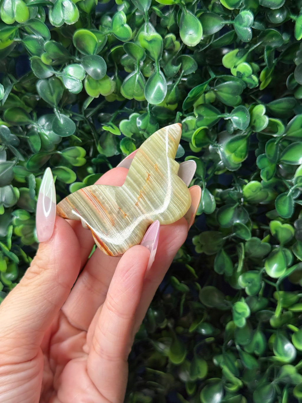Green Banded Onyx Mini Butterfly Crystal Carvings - Pakistan