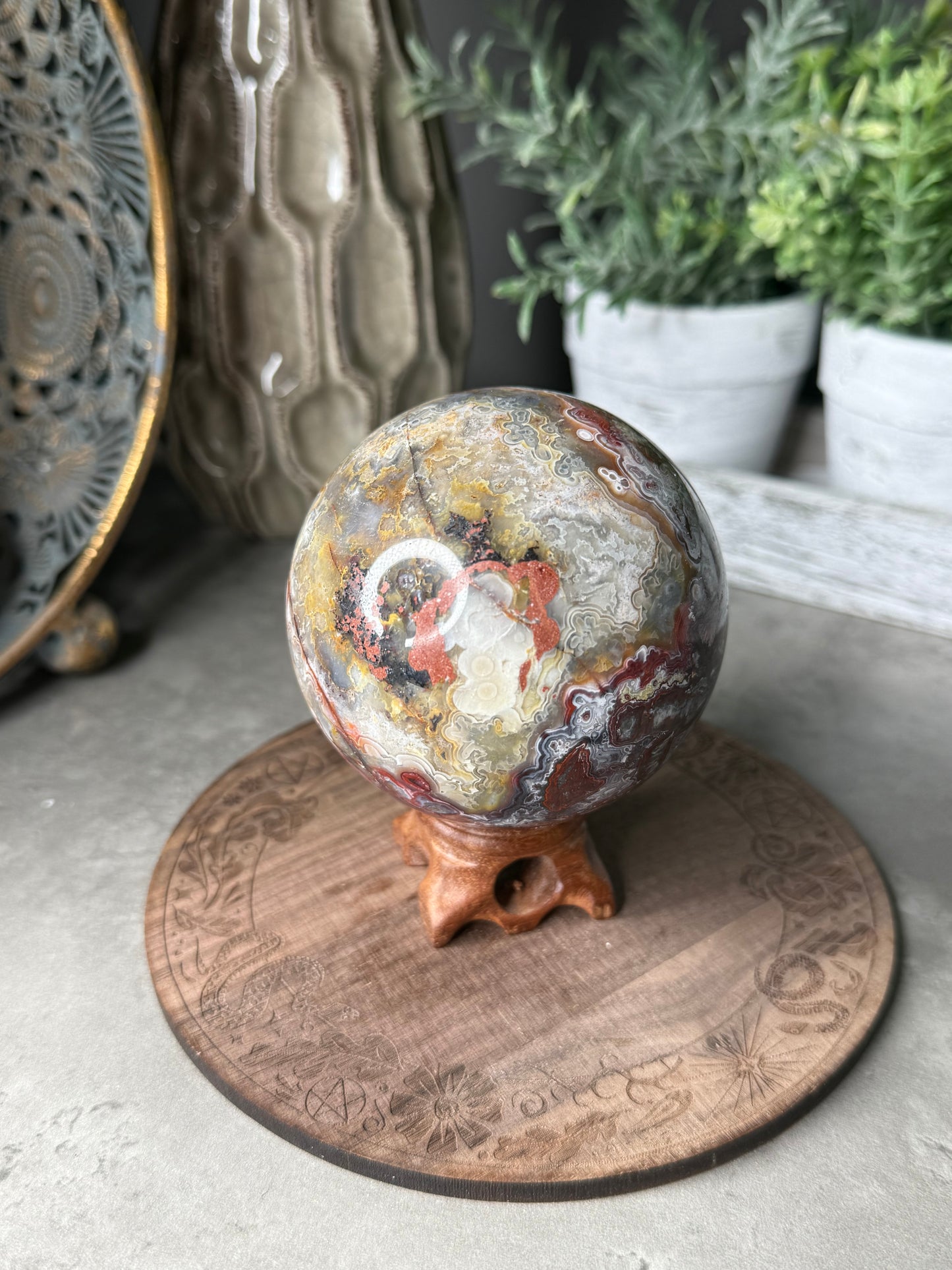 Mexican Lace Druzy Agate Sphere