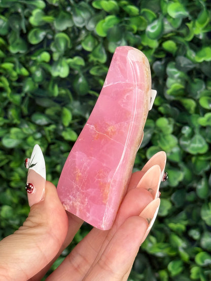 Pink Aragonite AAA with gold Stand from Afghanistan O