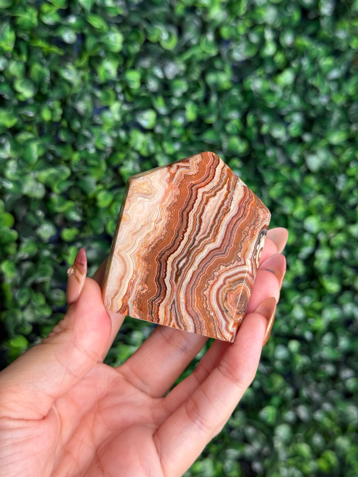 Pink Crazy Lace Agate Domino Tower from Indonesia C
