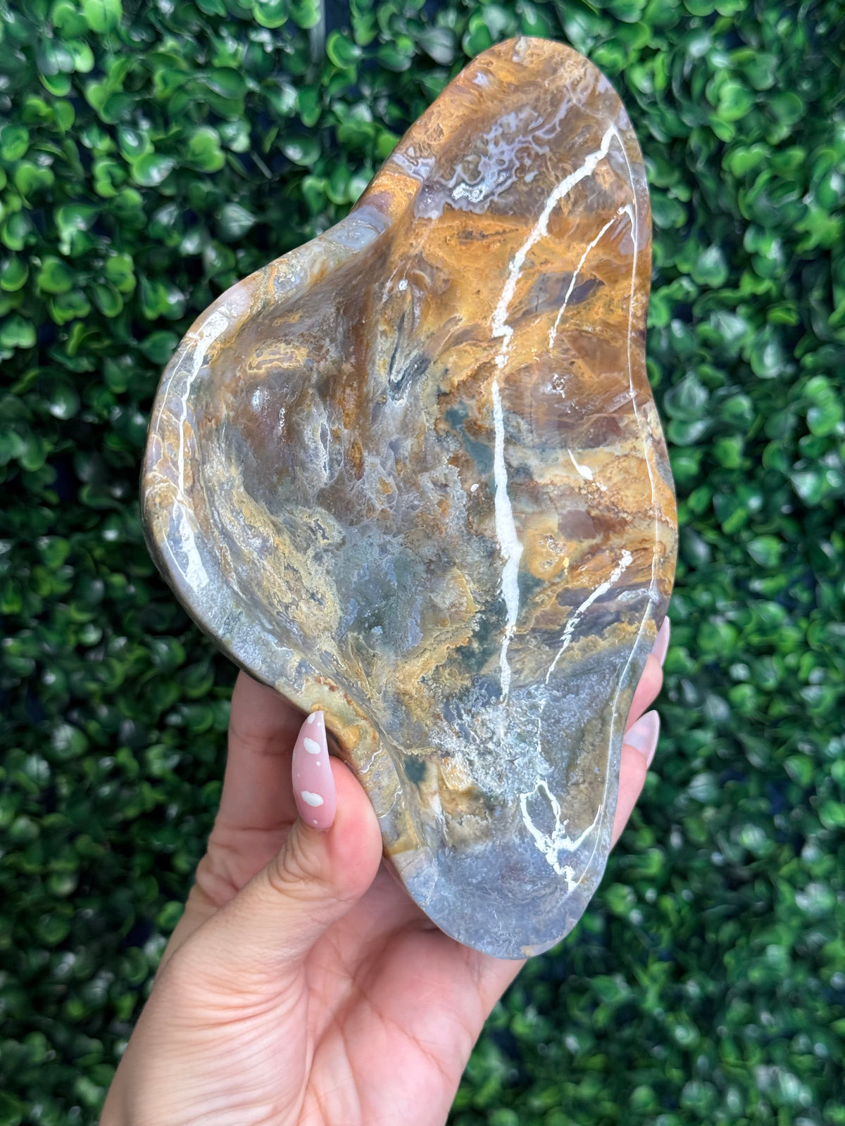 Moss agate & Ocean Jasper Bowl 604g Madagascar