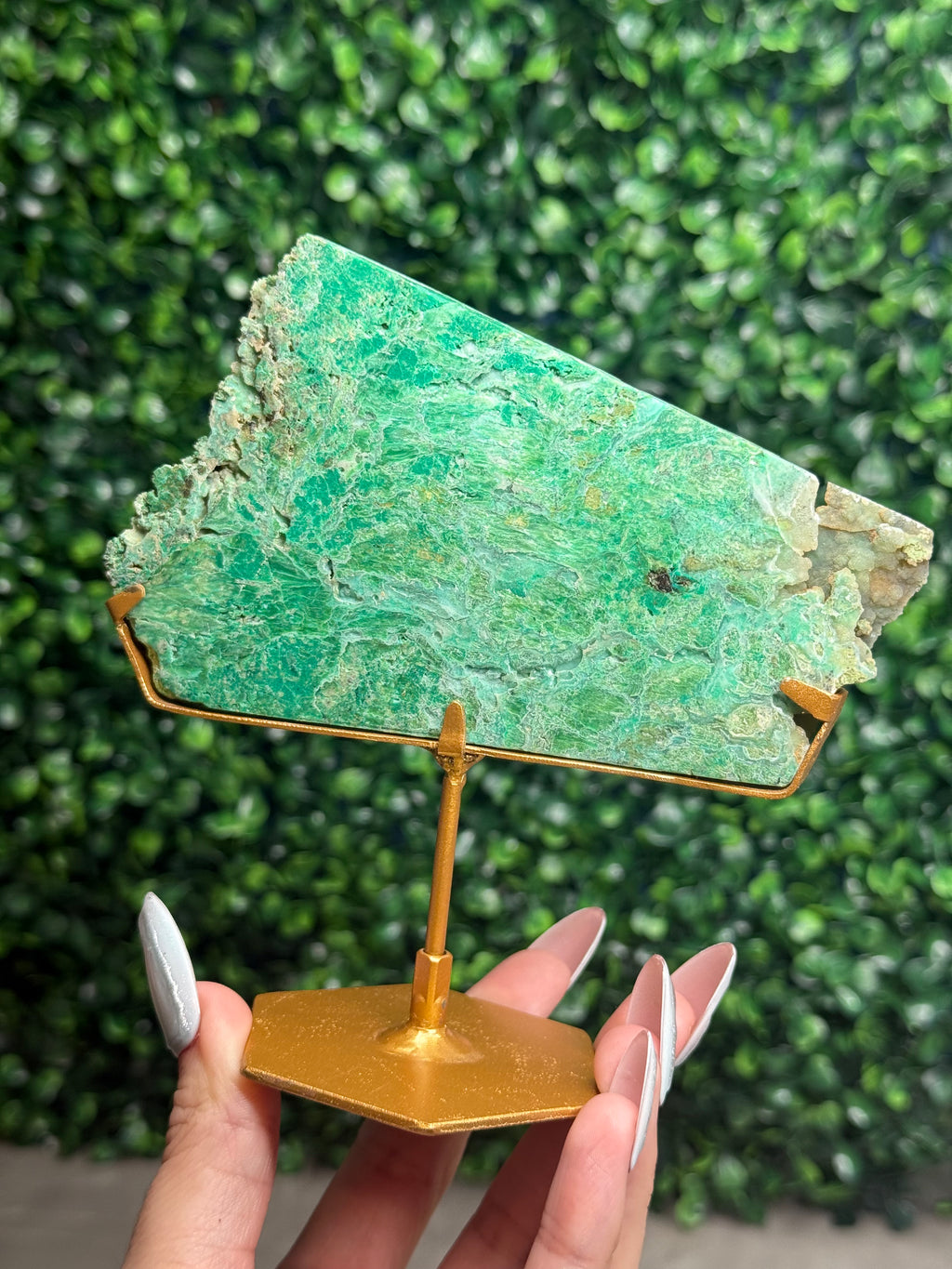 Smithsonite With Chrysocolla Slab with Stand Crystal Carving - Indonesia - C