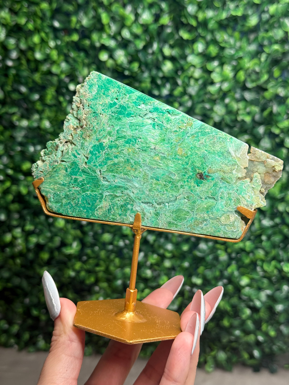 Smithsonite With Chrysocolla Slab with Stand Crystal Carving - Indonesia - C