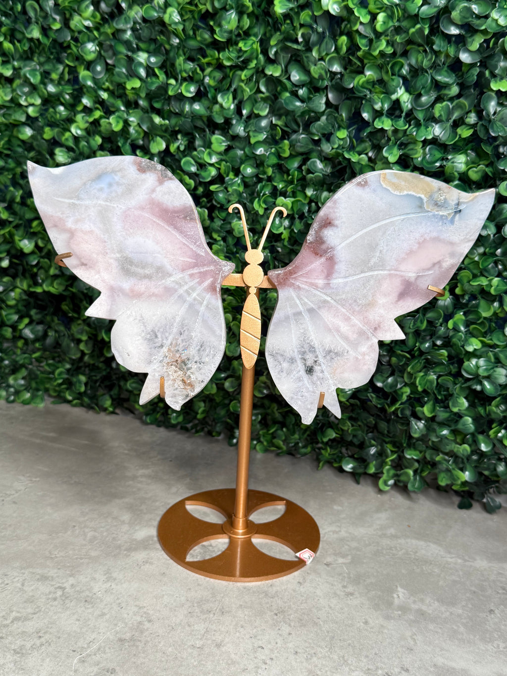 Pink Amethyst Butterfly Wings Crystal Carving - Brazil