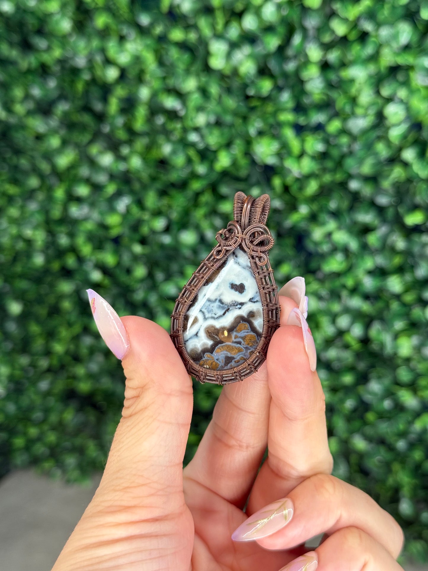 Wire Wrapped Brecciated Jasper Pendant from Indonesia