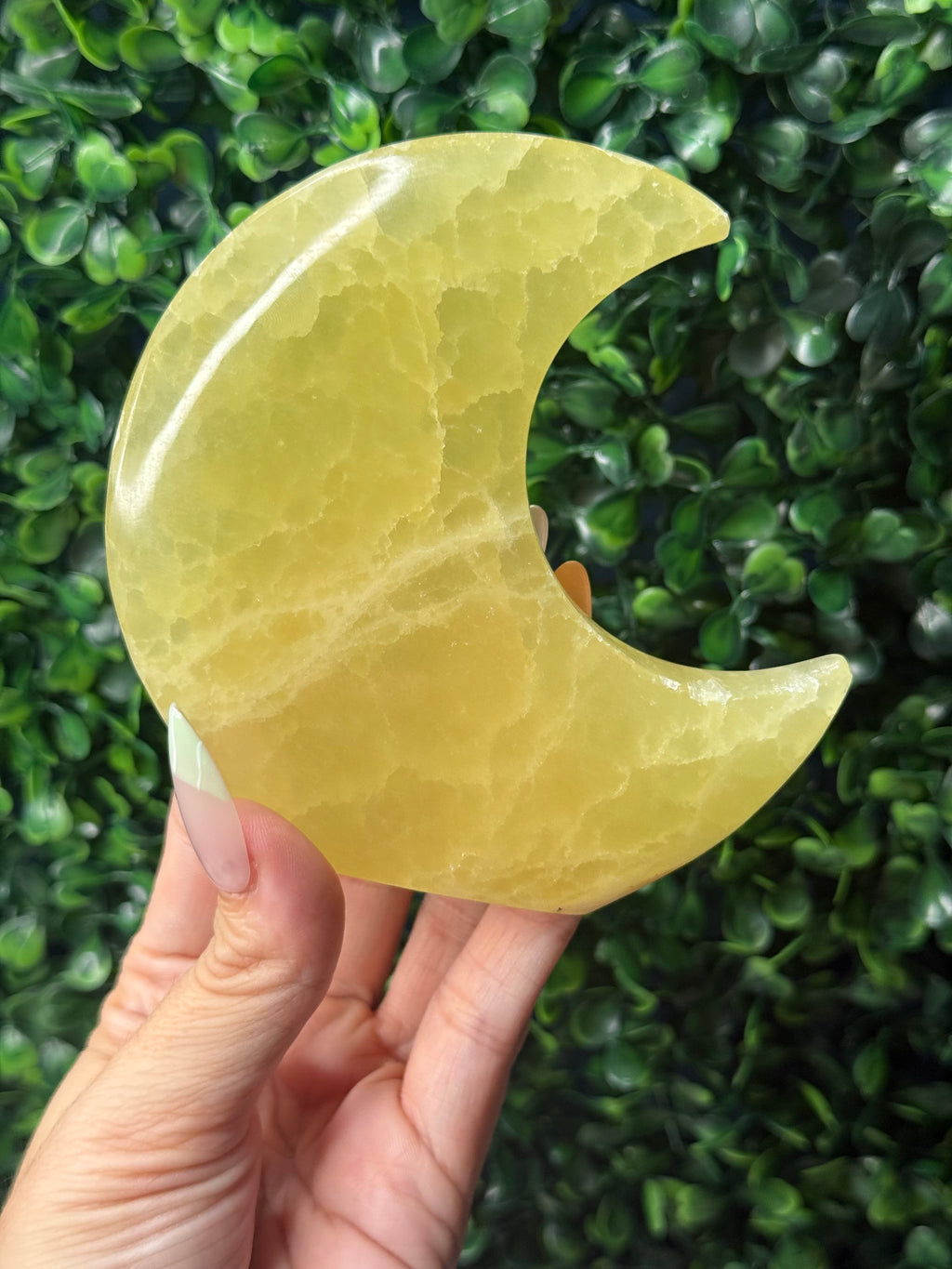 Lemon Calcite Standing Moon Crystal Carving - Pakistan - A - Imperfect