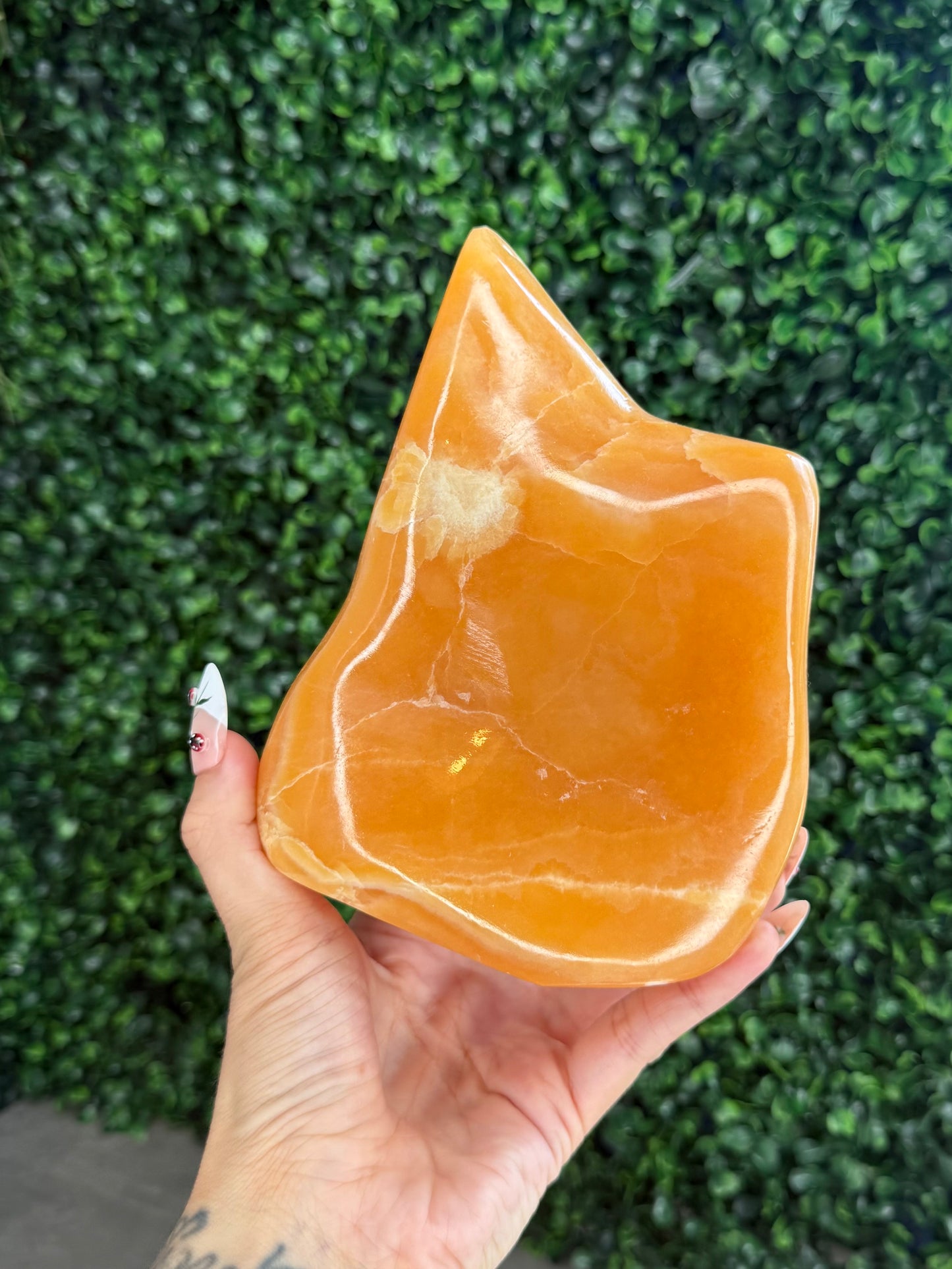 XL Orange Calcite Polished Freeform Crystal Carvings from India G 1.6kg