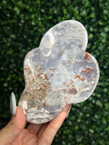 Pink & Purple Petrified Wood Bowl Trays Crystal Carvings - B