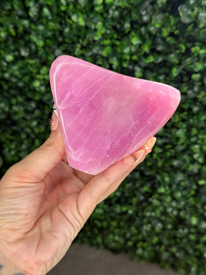 Large Pink Aragonite AAA with gold Stand from Afghanistan