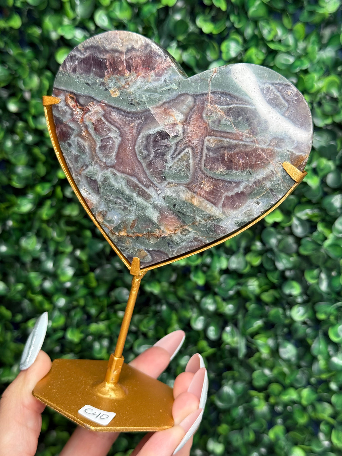 Multicoloured Amethyst Heart Crystal Carving - Indonesia - C