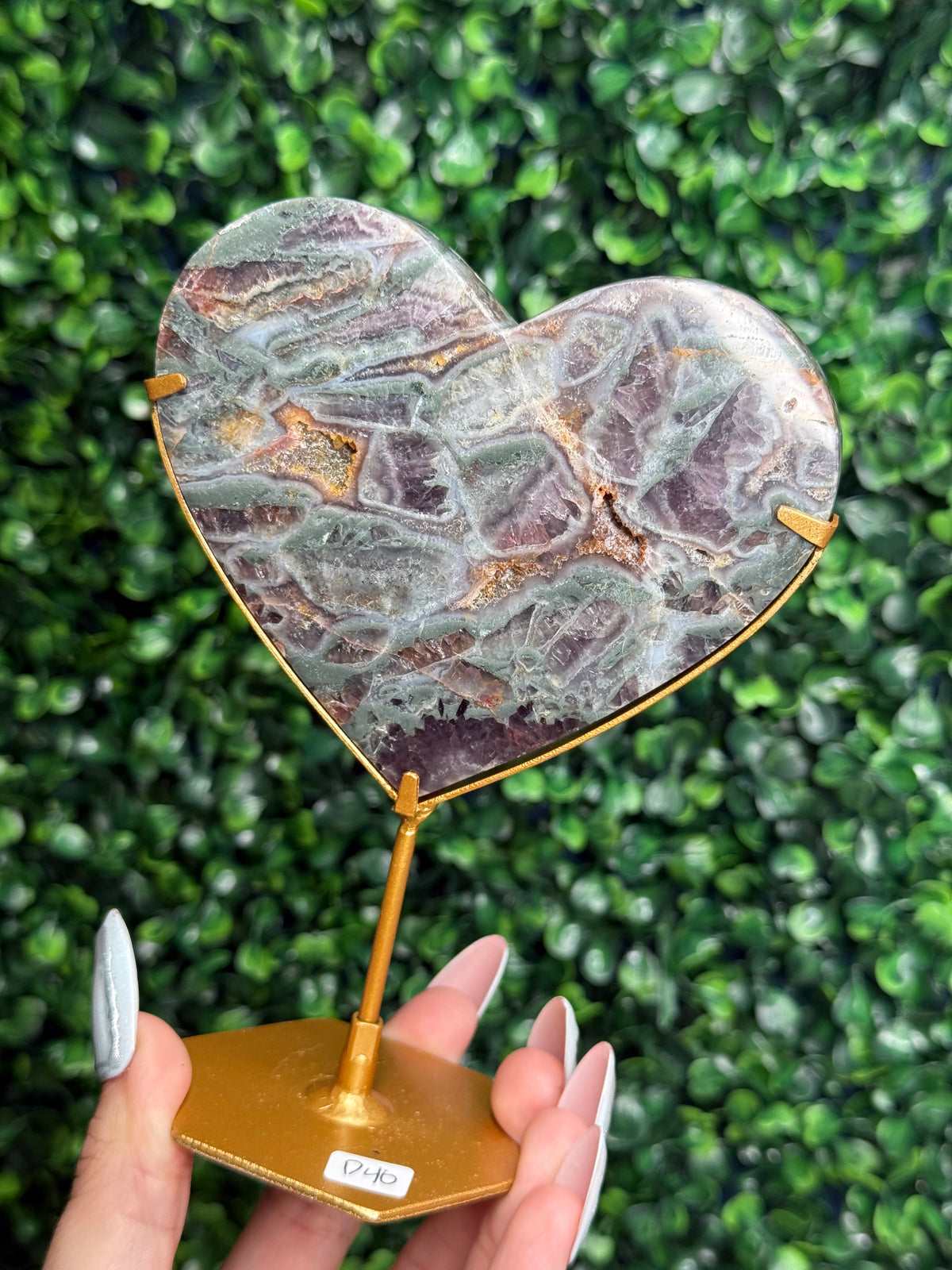 Multicoloured Amethyst Heart Crystal Carving - Indonesia - D