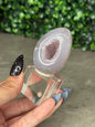 Pink and Purple Agate Egg Crystal Carvingd