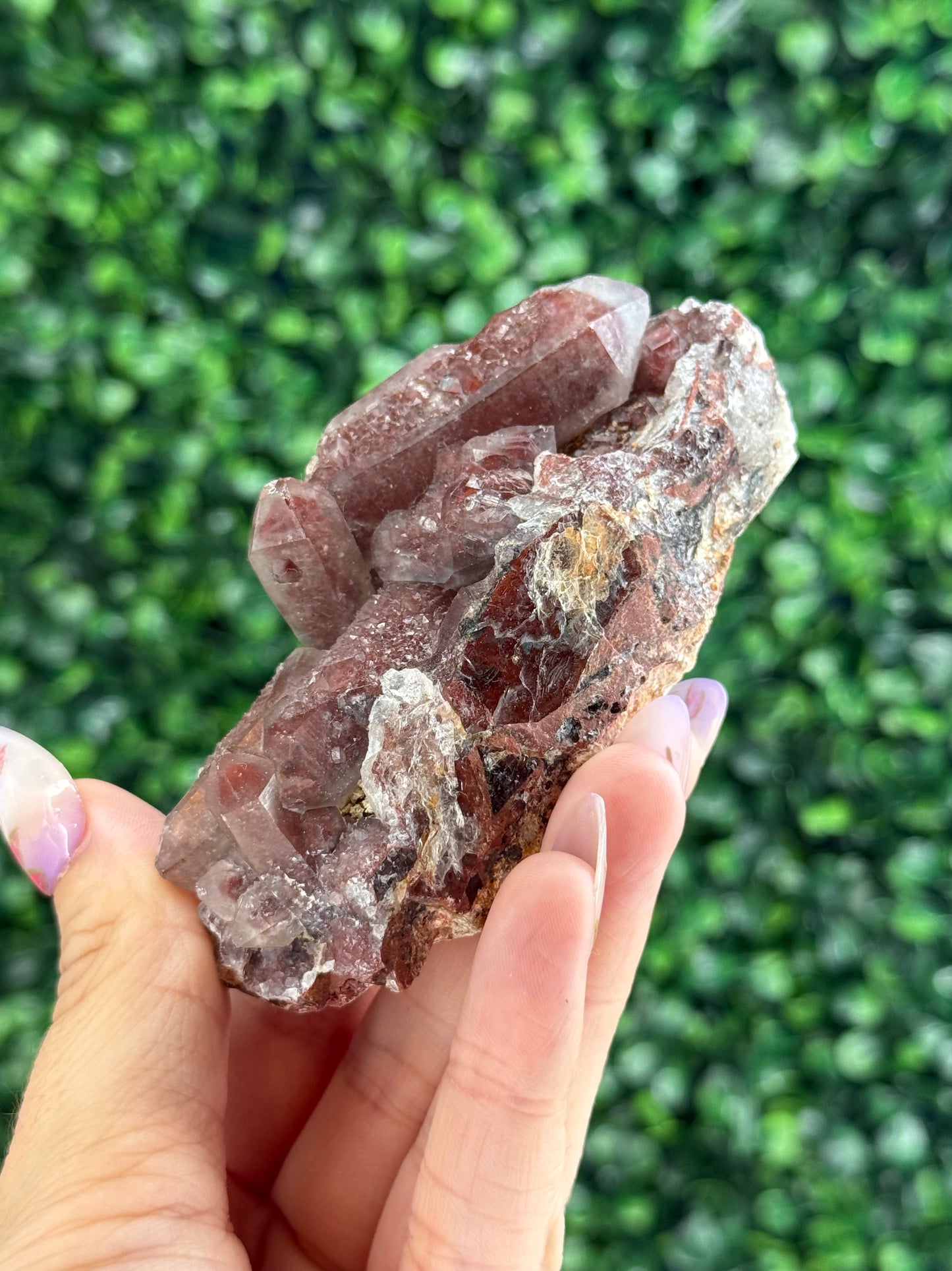Red Hematite Quartz Crystal Specimen - Morocco A