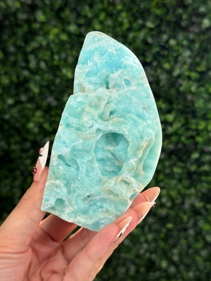 Half polish Blue Aragonite Freeform - P