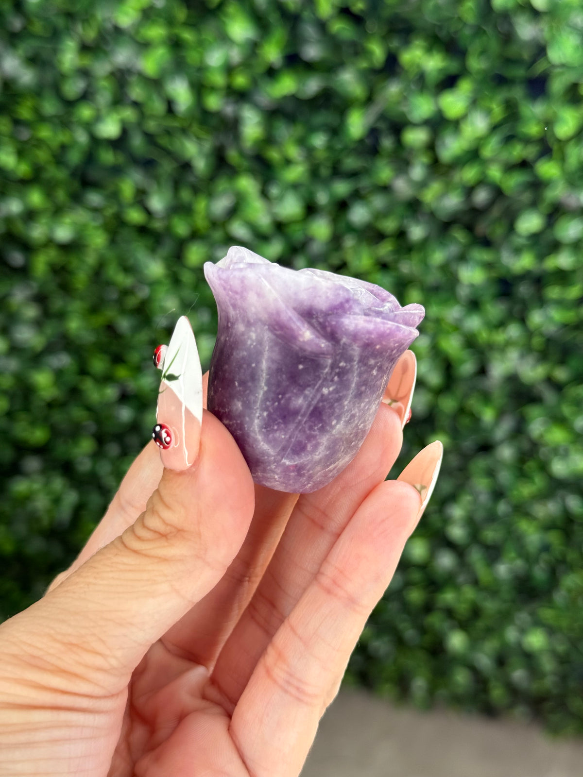 Lepidolite Freestanding Rose Crystal Carving