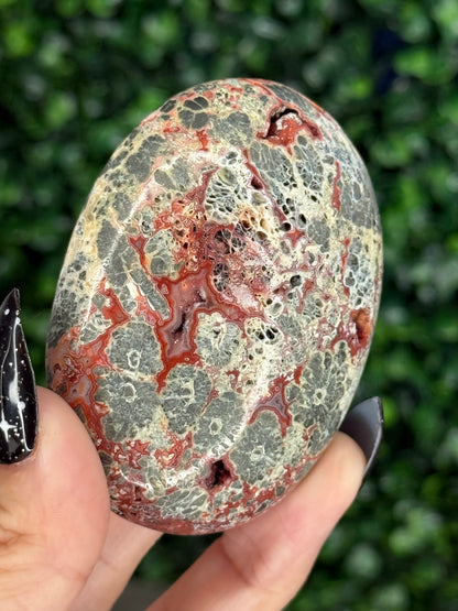 Red Marcasite palmstone Crystal carving J - Indonesia