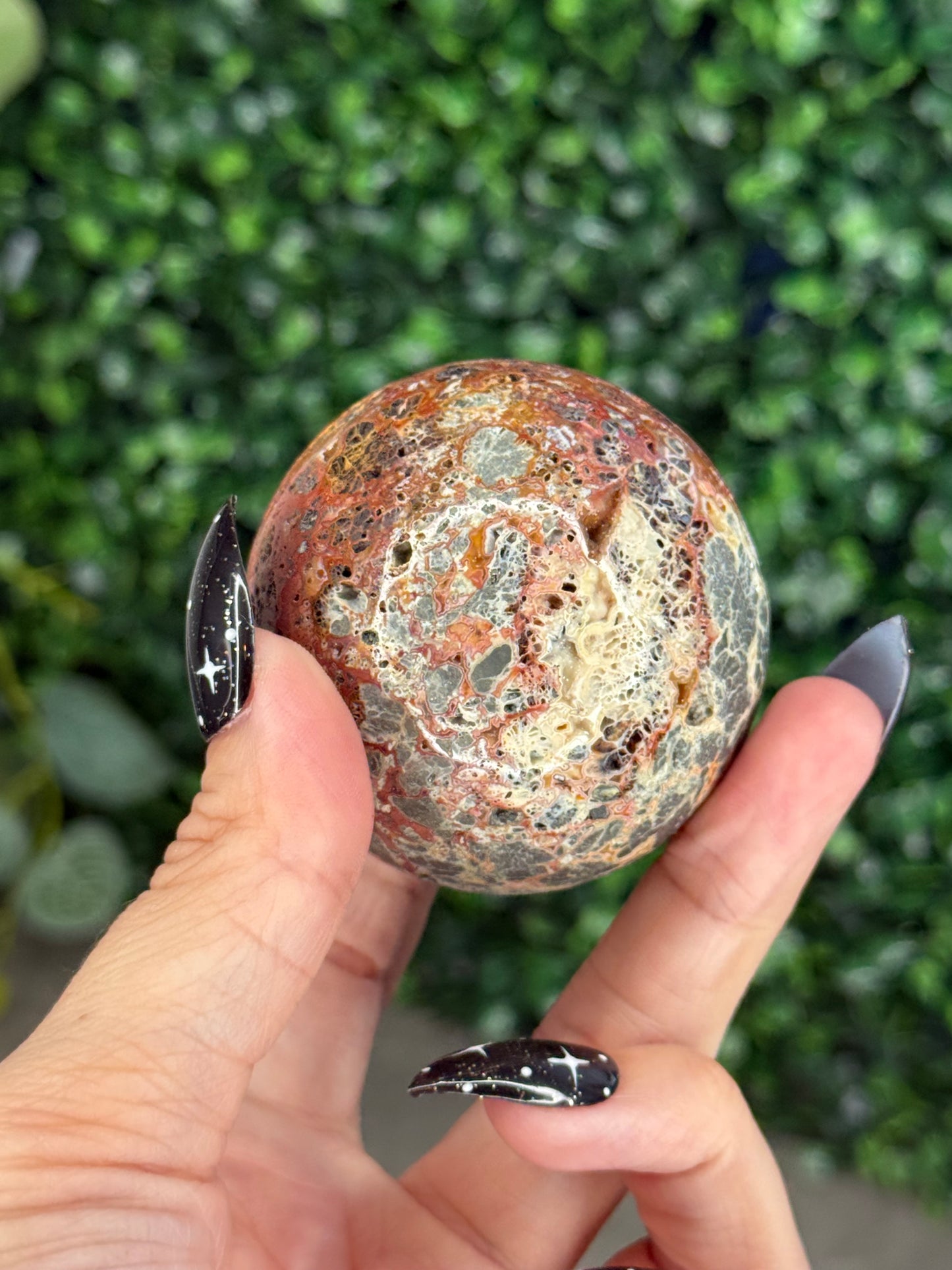 Red Marcasite Sphere Crystal carving O - Indonesia