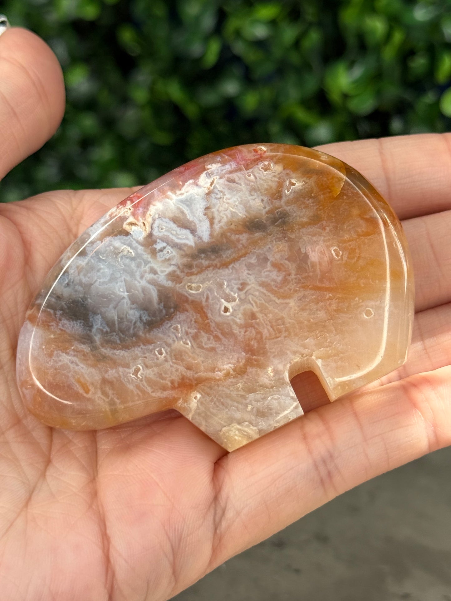 Pink Plume Agate Bear Crystal Carvings - Indonesia