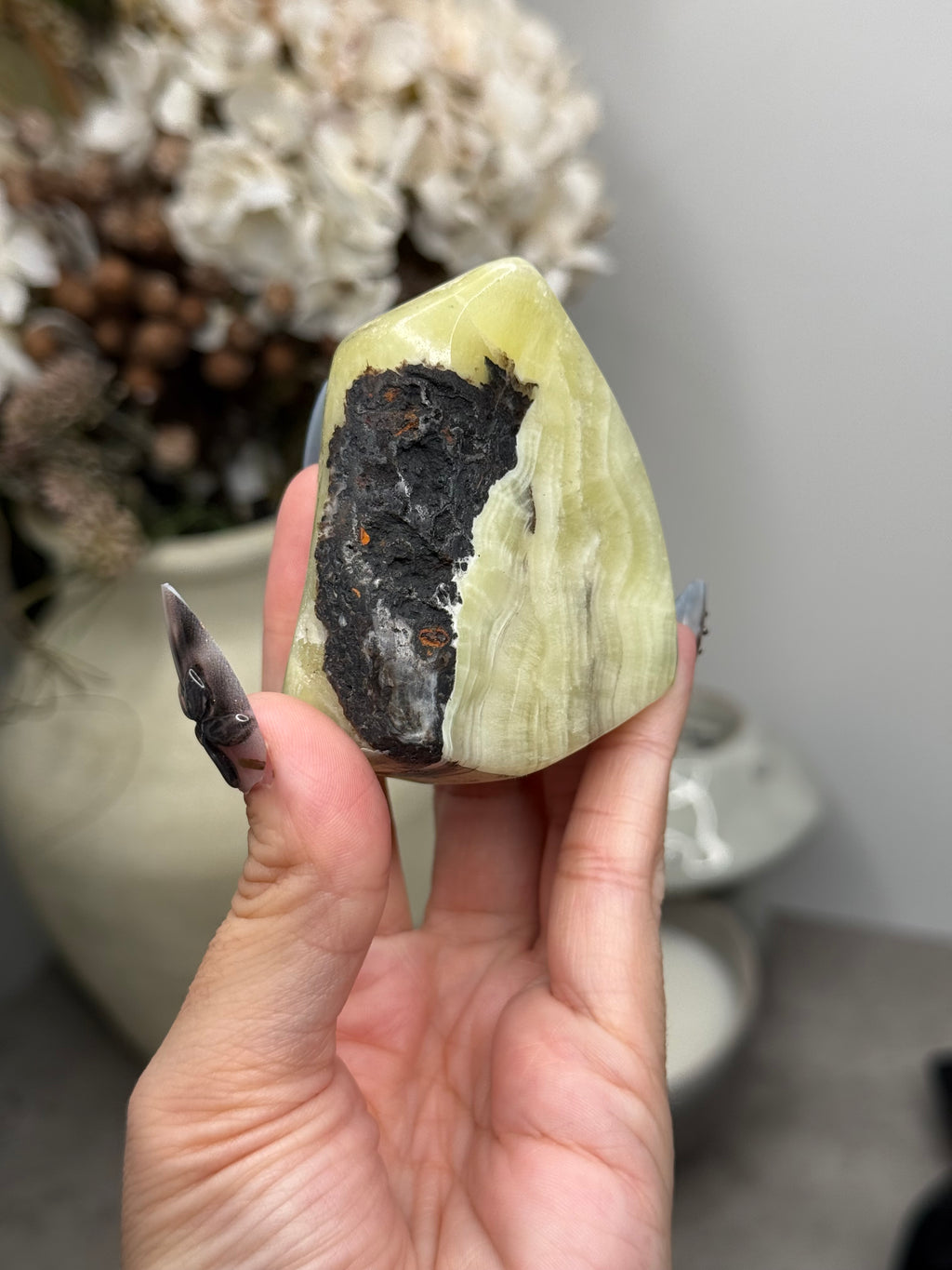 Yellow Aragonite Freeform Crystal Carvings F - Pakistan