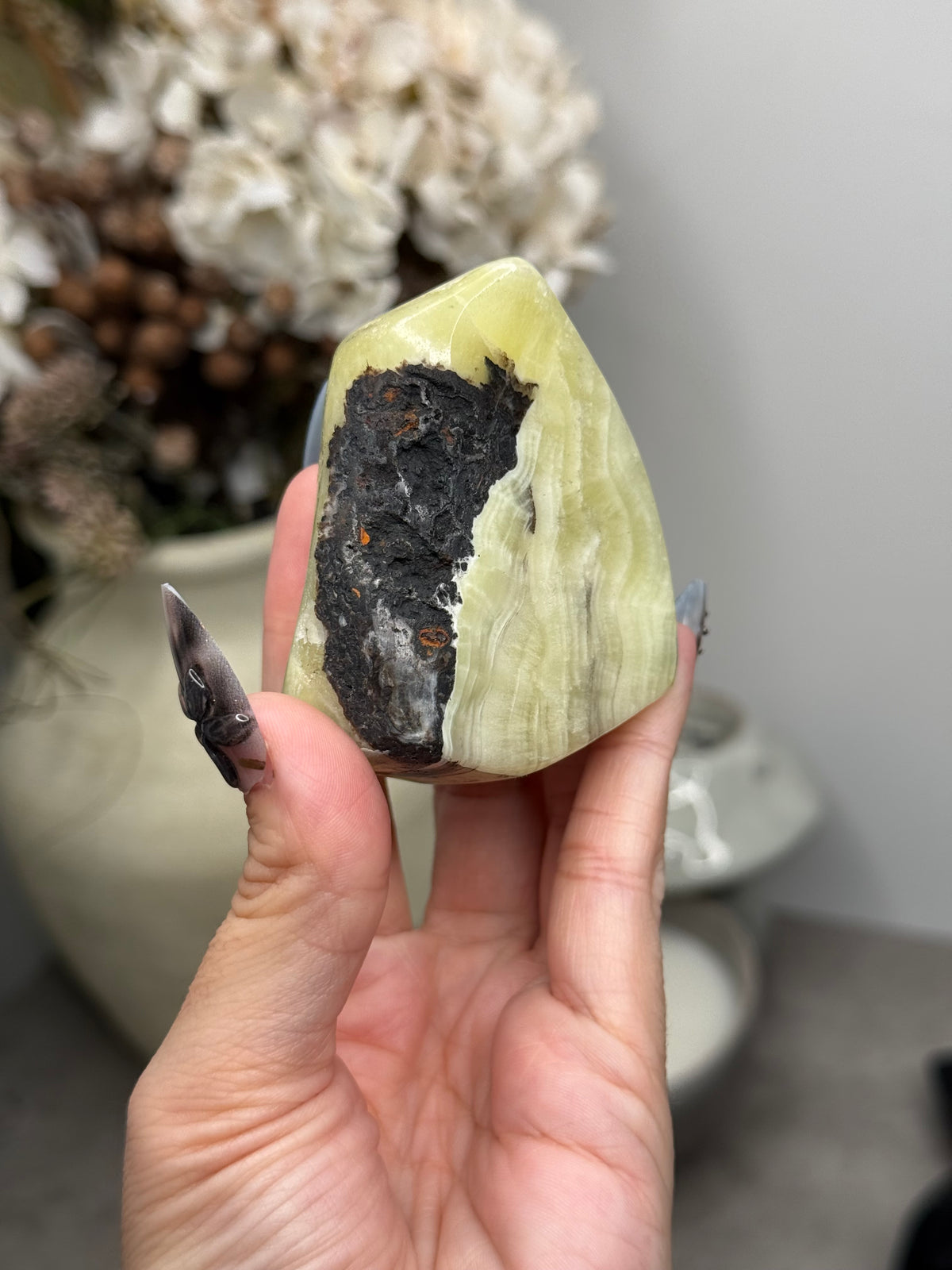 Yellow Aragonite Freeform Crystal Carvings F - Pakistan