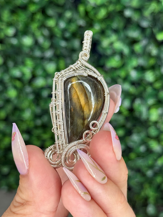 Wire Wrapped Labradorite Pendant from Indonesia
