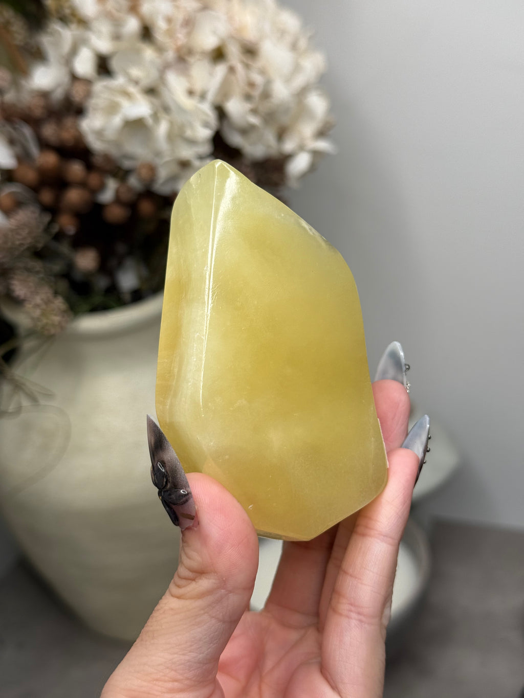 Yellow Aragonite Freeform Crystal Carvings I - Pakistan