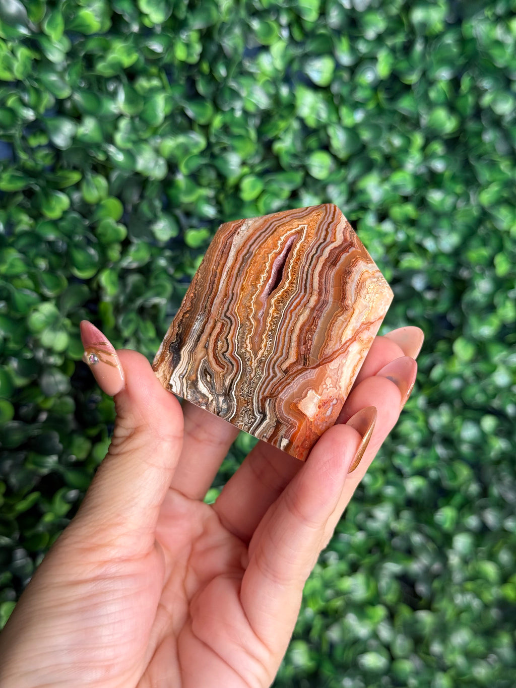 Pink Crazy Lace Agate Domino Tower from Indonesia B