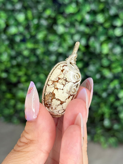 Wire Wrapped Brecciated Jasper Pendant from Indonesia (imperfect)