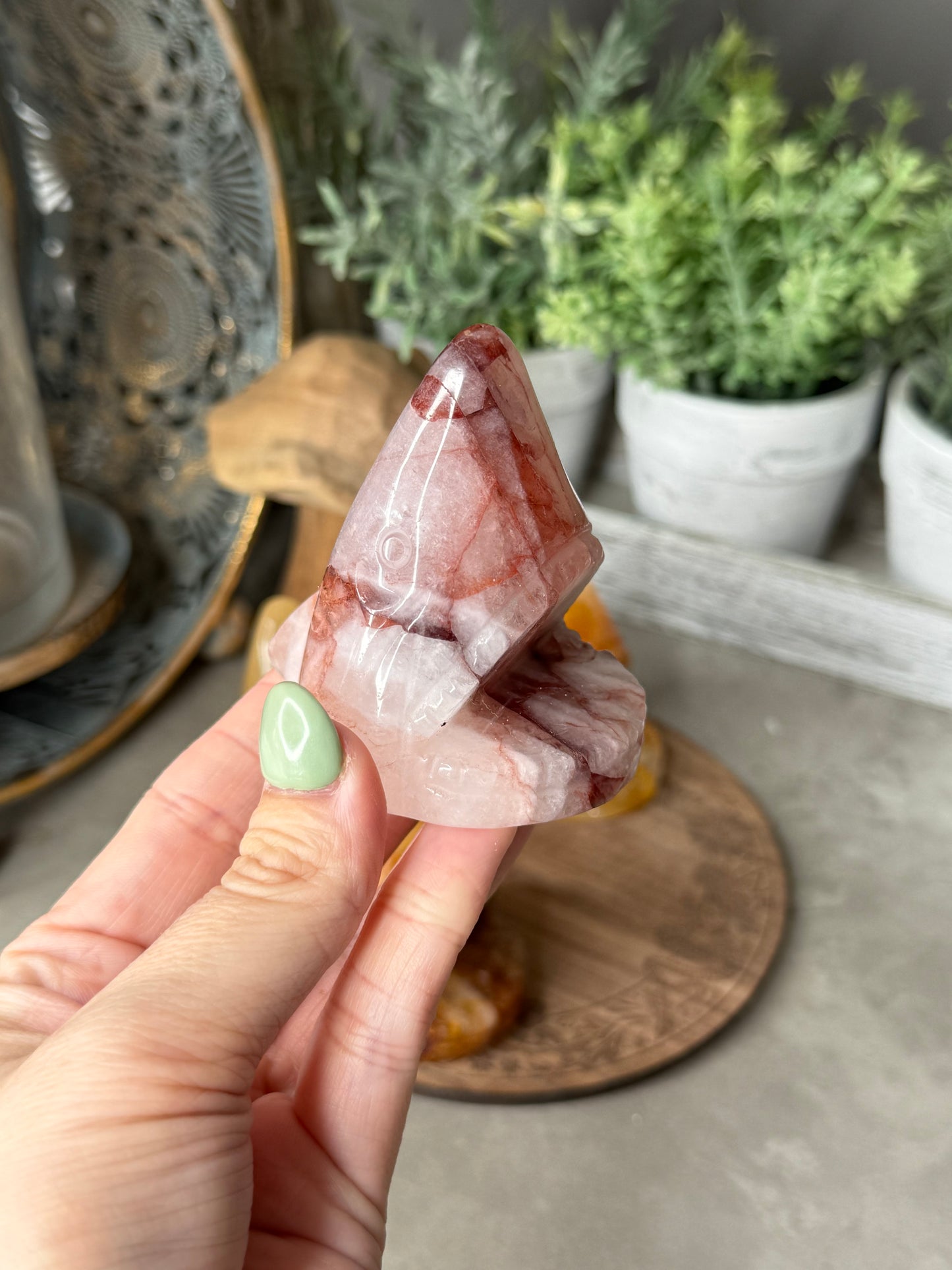 Fire Quartz Shark Head Crystal Carvings