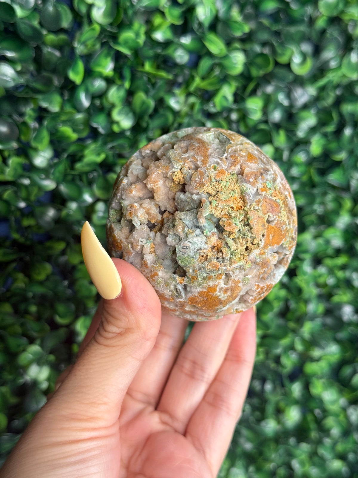 Half Polished Smithsonite Sphere Crystal Carving from Indonesia