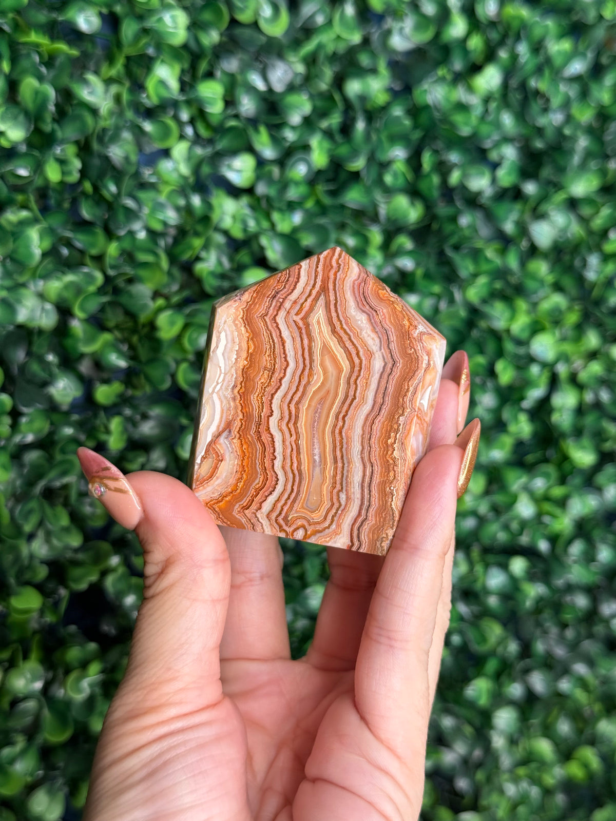 Pink Crazy Lace Agate Domino Tower from Indonesia A