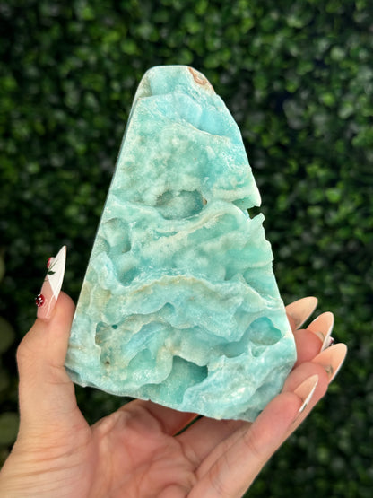 Half polish Blue Aragonite Freeform - B