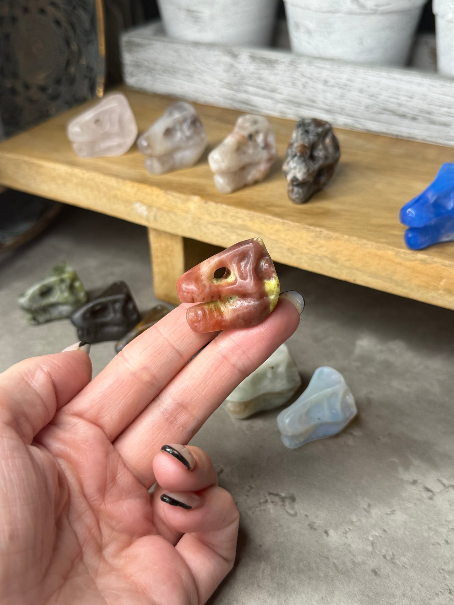 T Rex Dinosaur Head Mini Crystal Carvinf