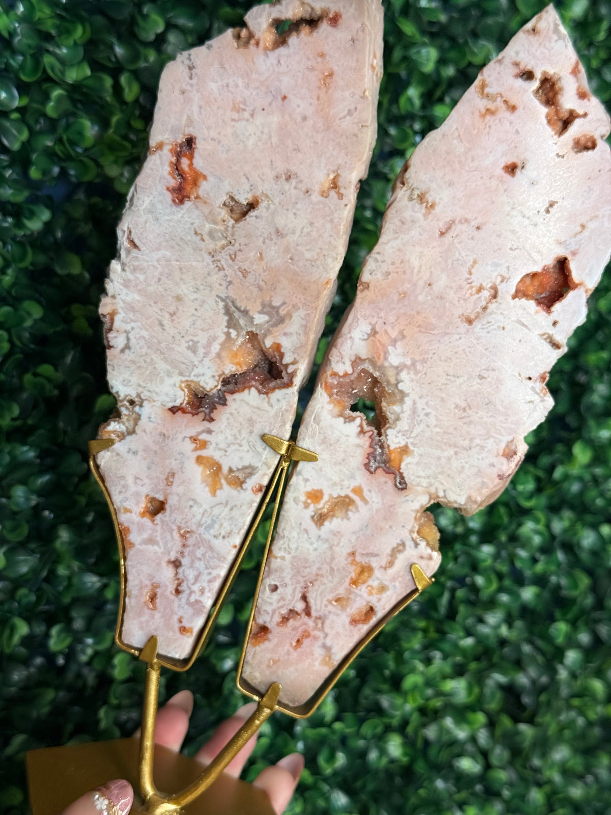 Rare Pink Carnelian Agate Slab Pair from Indonesia A