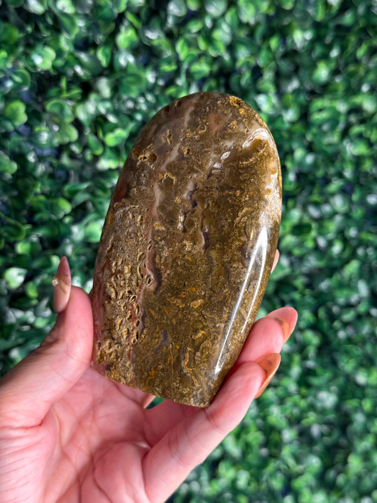 Colourful Moss Agate Freeform Crystal Carving from Indonesia - B