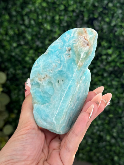 Half polish Blue Aragonite Freeform - P