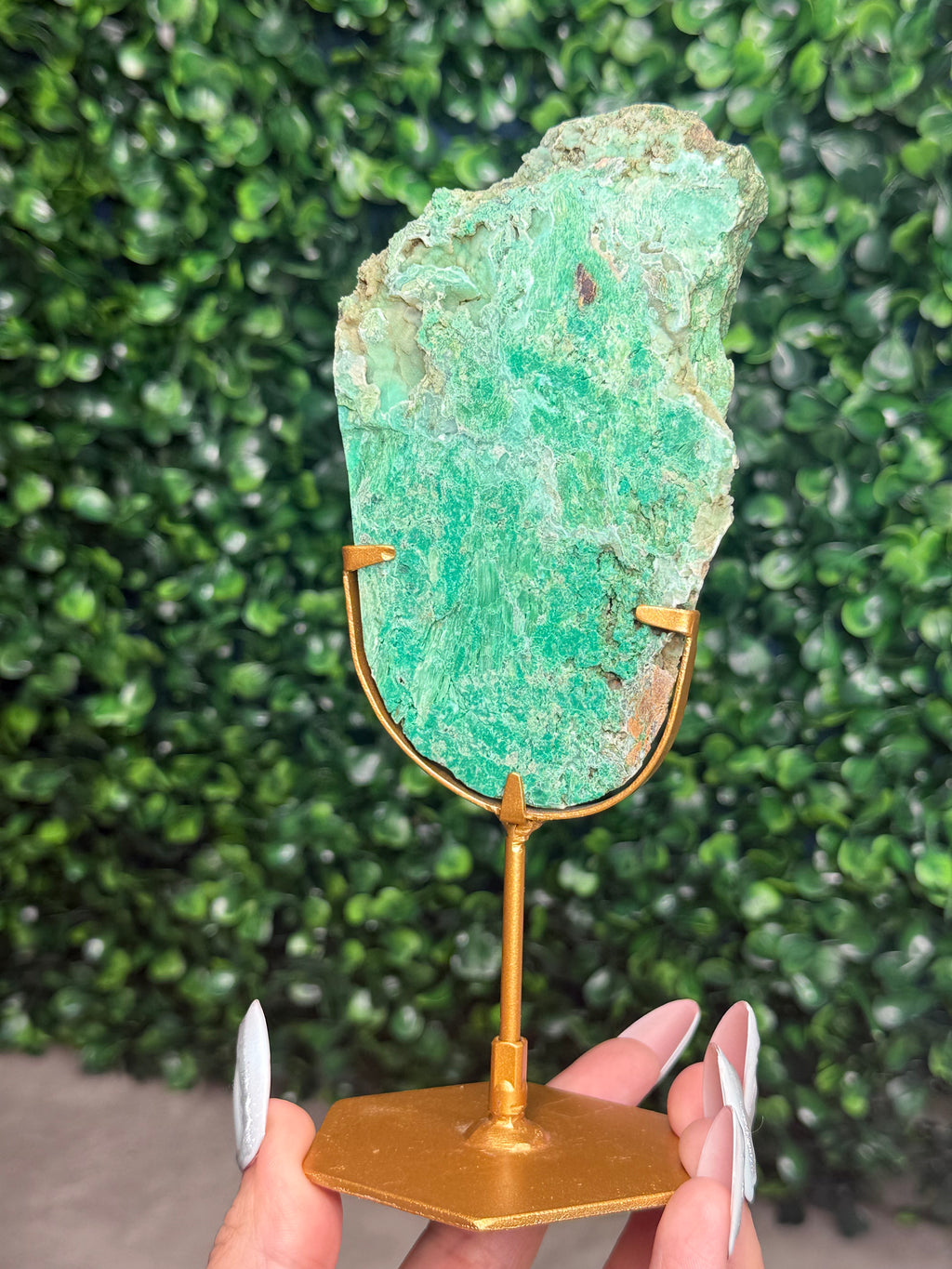 Smithsonite With Chrysocolla Slab with Stand Crystal Carving - Indonesia - A