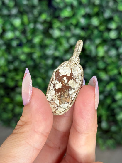 Wire Wrapped Brecciated Jasper Pendant from Indonesia (imperfect)