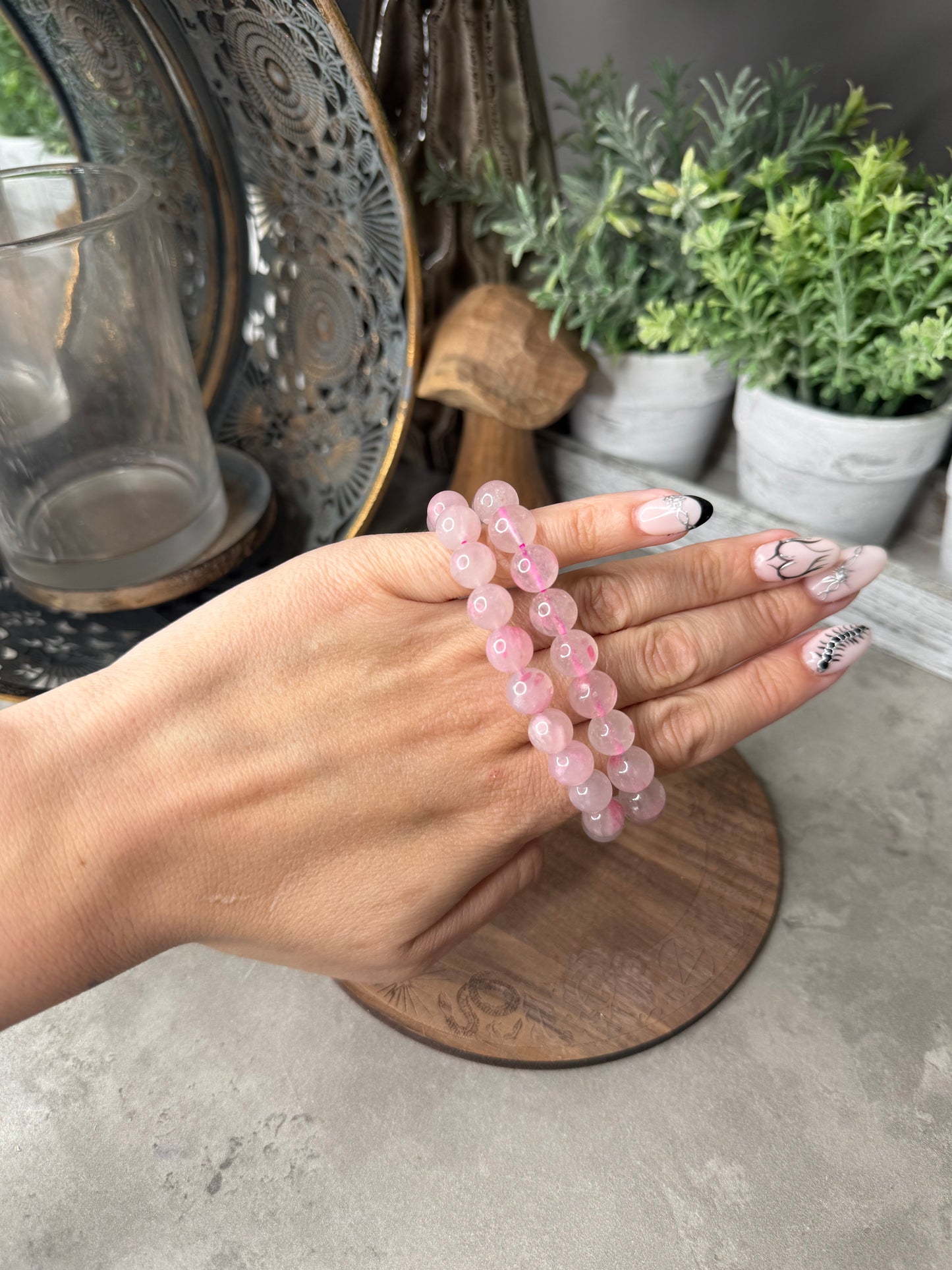 Sakura Rain Rhodonite Beaded Crystal Bracelet