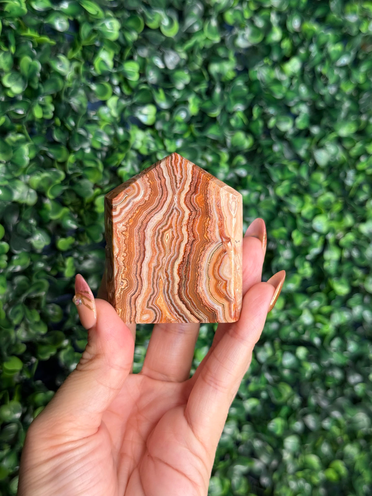Pink Crazy Lace Agate Domino Tower from Indonesia A
