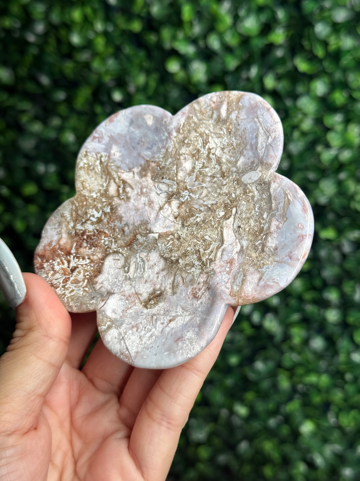 Pink & Purple Petrified Wood Bowl Trays Crystal Carvings - D
