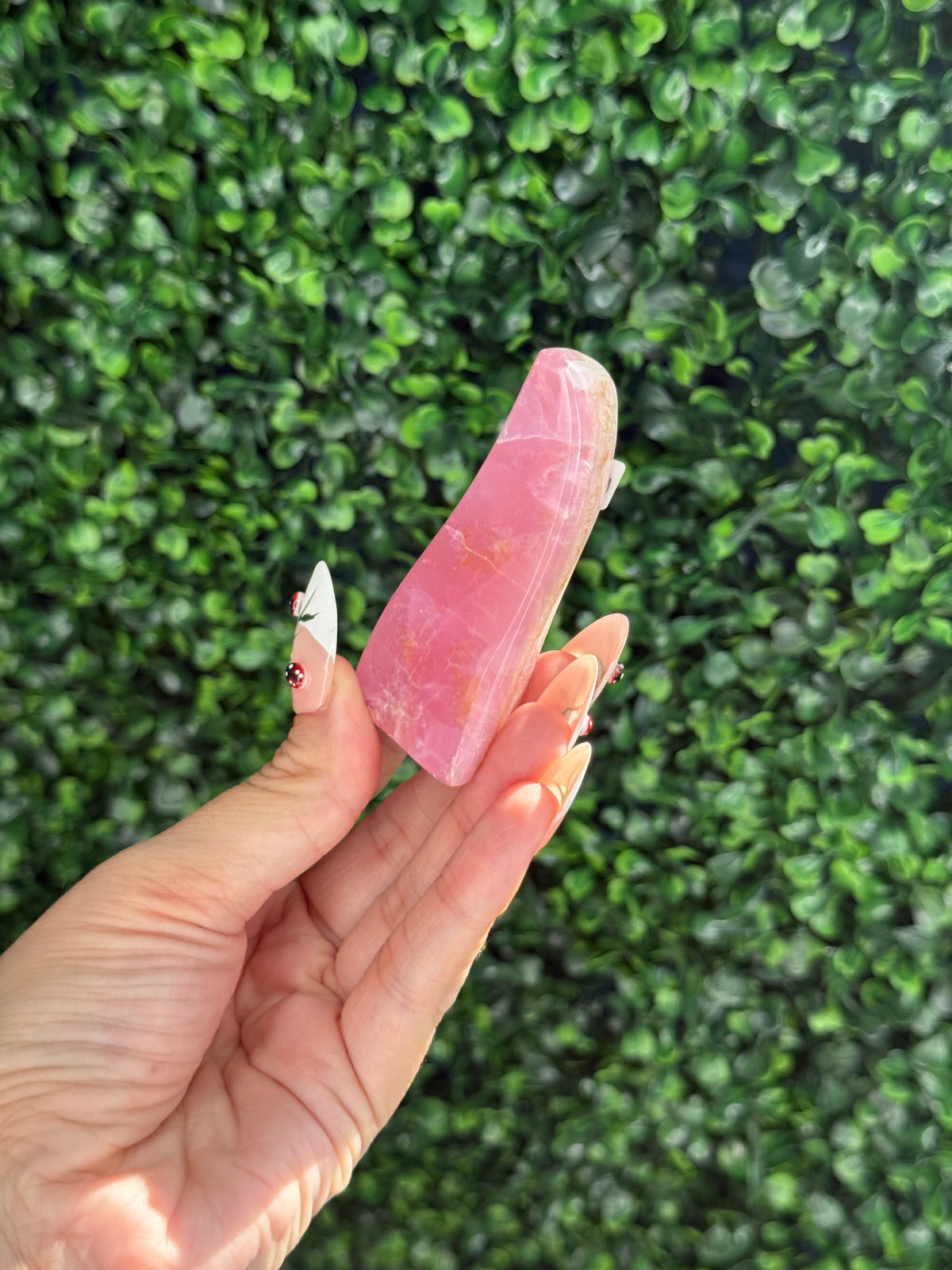 Pink Aragonite AAA with gold Stand from Afghanistan O