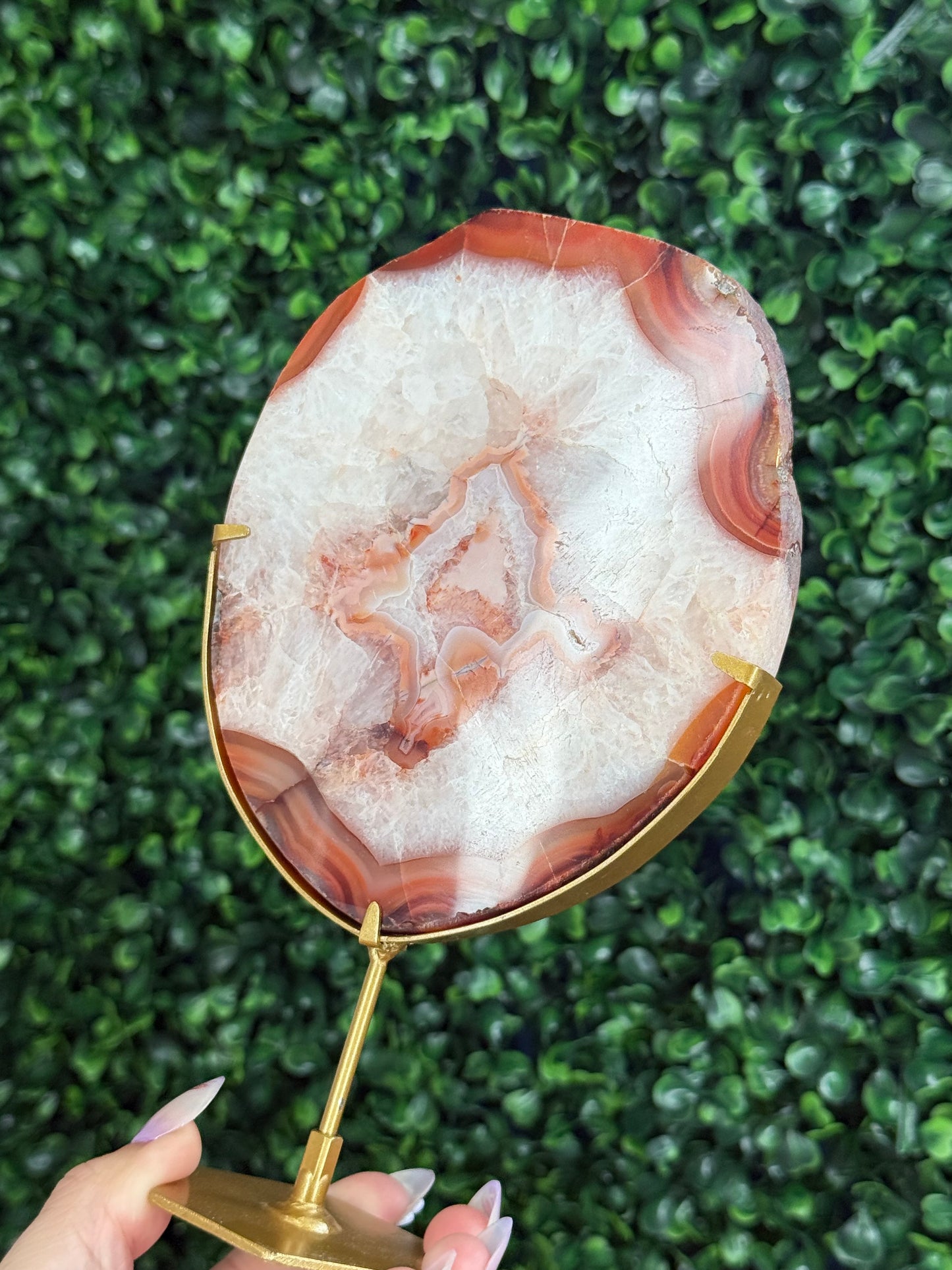 Large Polished Banded Agate Crystal Slab - Indonesia