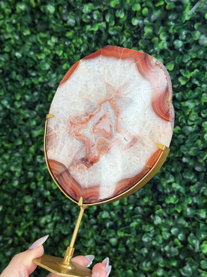 Large Polished Banded Agate Crystal Slab - Indonesia