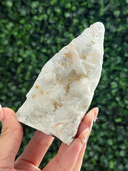 Golden Calcite with Stilbite on Heulandite - 221g