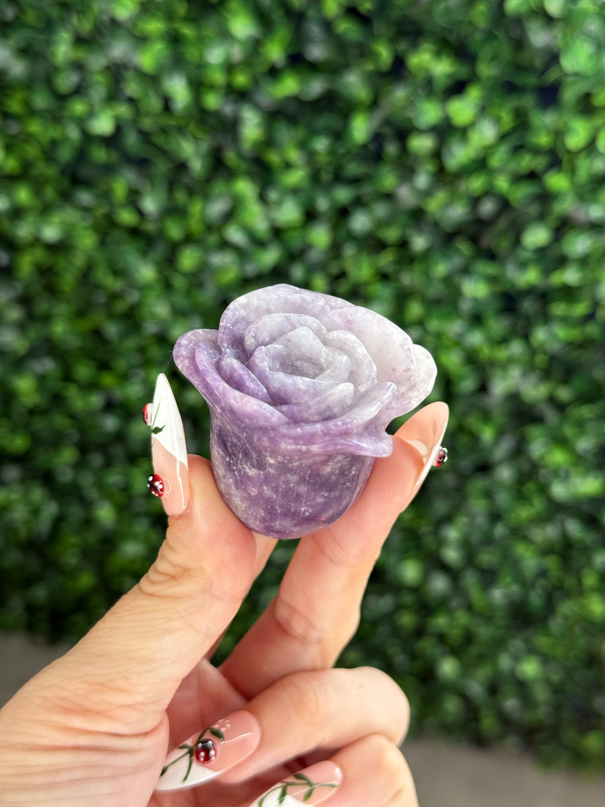 Lepidolite Freestanding Rose Crystal Carving